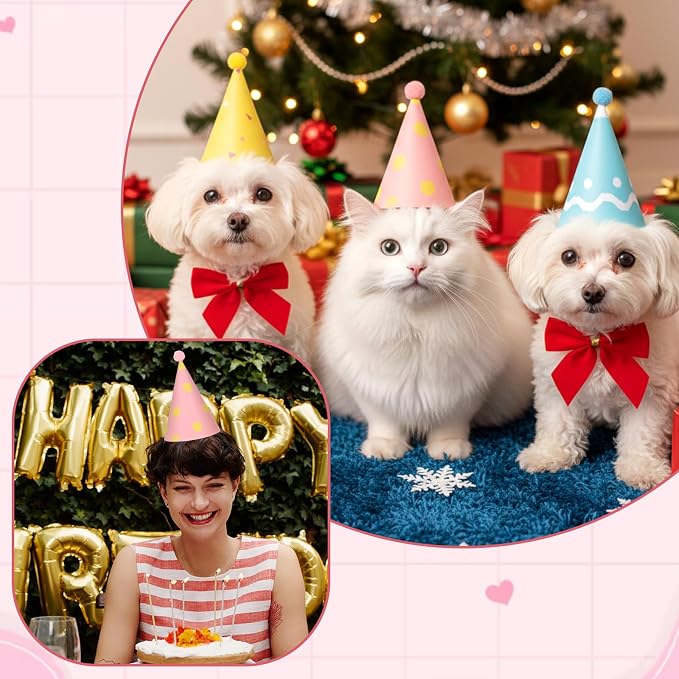 6 Pcs Birthday Hats for Dog/Cat, Mini Party Hats for Stuffed Animals, - Image 6
