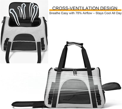 Dog Cat Carrier Soft for Small Pet Up to 16 Lbs TSA Airline Approved Travel - Image 6