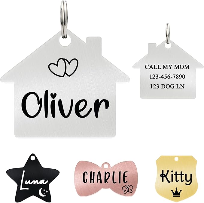 Ultra Joys Cat ID Tag Personalized Pet Tags, Durable Stainless Steel Small Pet by UltraJoys