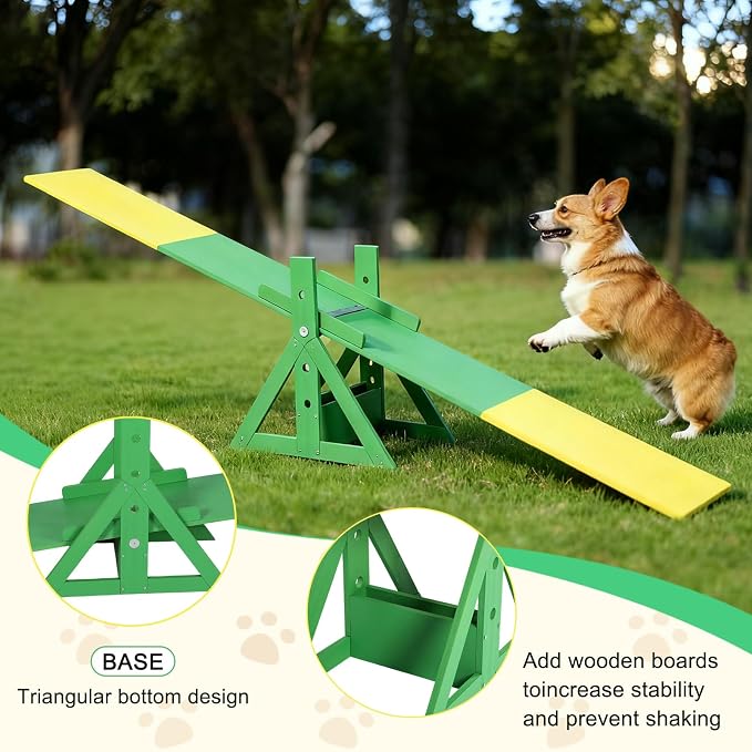 94.5" Adjustable Dog Agility Seesaw 4-Level Height Training Teeter - Image 3