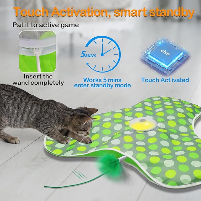 Interactive Cat Toys Rechargeable, Moving Concealed Feathers, Real Mouse Squeaky - Image 4