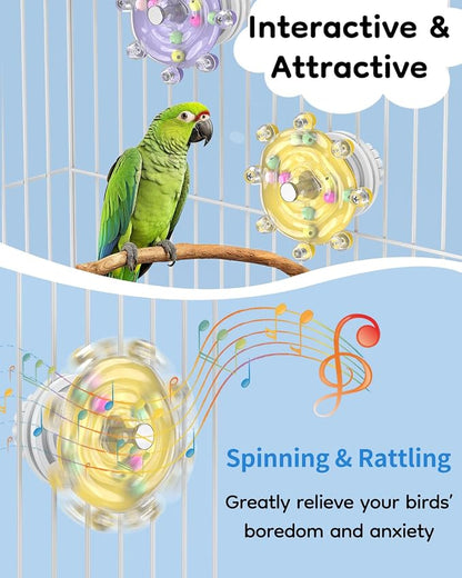Pawfly 2 Pcs Bird Toys for Parakeets, Colorful Spinning Wheel Chew Toys - Image 4