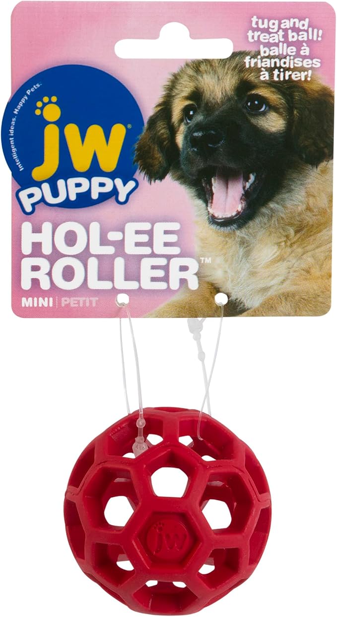 JW Hol-ee Roller Dog Fetch Treat Dispenser Puzzle Ball; Mini 1.75 Inch Diameter - Image 4
