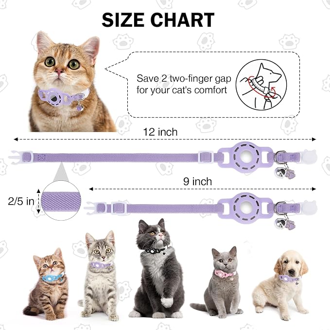 Airtag Cat Collar Breakaway, Stretchy Cat Tracker Collar - Image 6