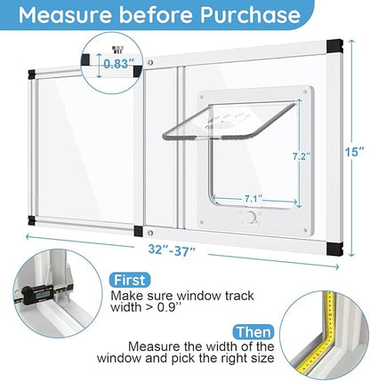 Sliding Cat Door for Window, Fits 32"-37" Width Window, 2-Min Install | - Image 4
