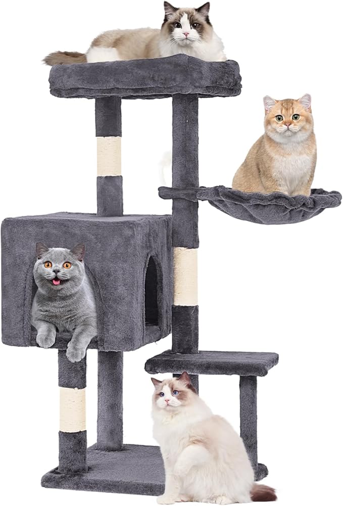 FDW | 37.8" Cat Tree Tower | Light Gray | Multi-Level Indoor Activity Center by FDW