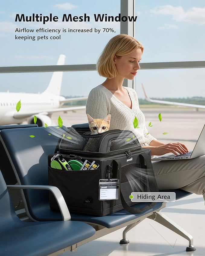 Pecute Expandable Pet Carrier Airline Approved Dog Cat Carrier, Breathable - Image 6