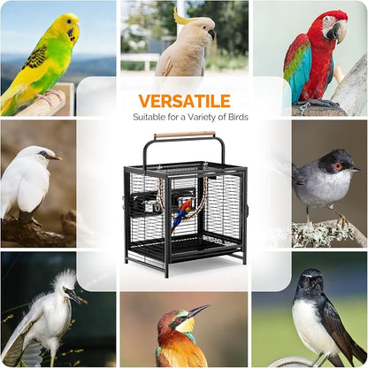 VINGLI Bird Cage, 25 inch Wrought Iron Bird Travel Carrier, Cage - Image 8