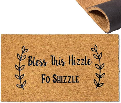 Door mat Outside Entrance, Bless This Hizzle Fo Shizzle Coir Front Door Mat by Assaoy