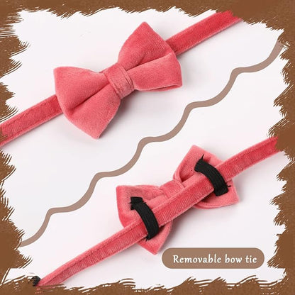 Sliverdew 2 Pcs Velvet Cat Bow Tie Collar Breakaway Cat Collar - Image 5