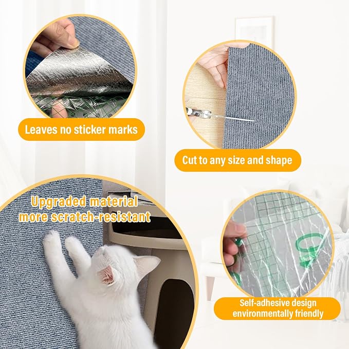 Cat Scratch Mat, 118.5"x17.4" Trimmable Self-Adhesive Cat Scratch Furniture - Image 7