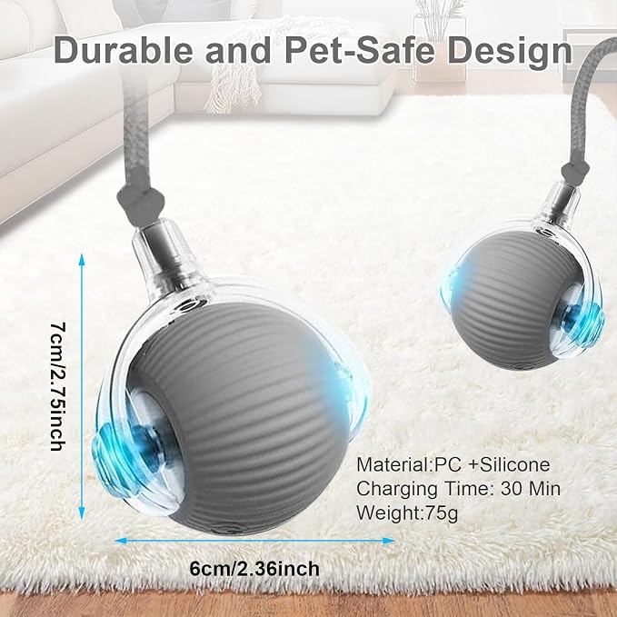 Interactive Cat Toy, 2025 New Interactive Rolling CatsToy Balls 360° Smart - Image 6