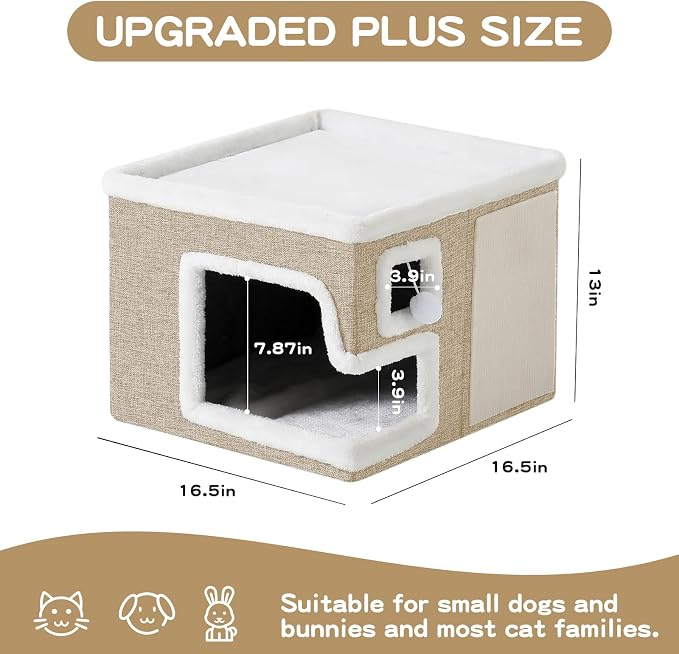 Cat Houses for Indoor Cats, Covered Cat Cave Bed - Image 4
