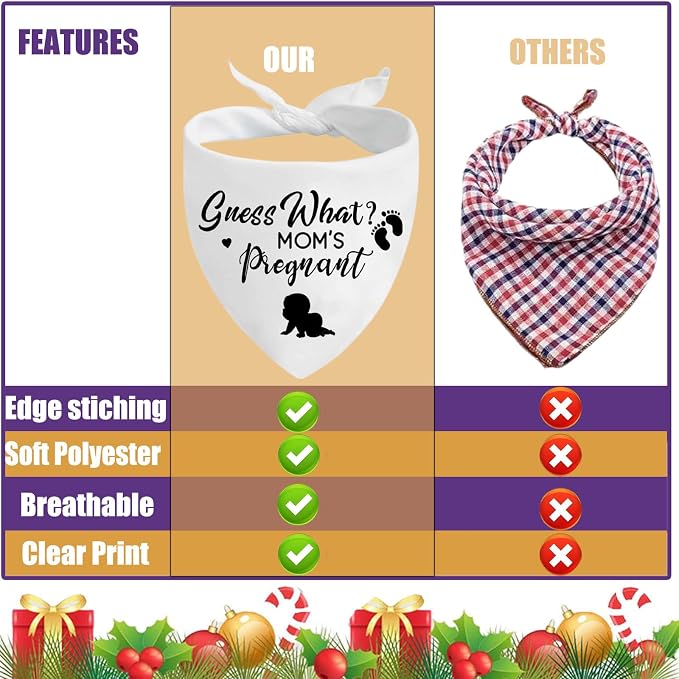 Pregnancy Announcement Dog Bandanas, Guess What? My Mom is Pregnant Reveal Scarf - Image 6