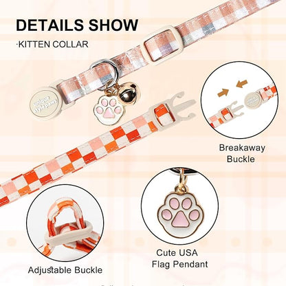 Unique Style Paws Orange Cat Collar, Cute Cat Collars - Image 4