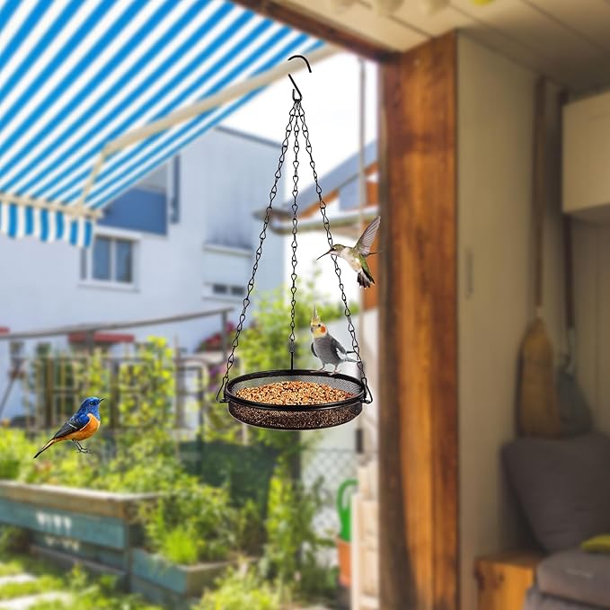 Hanging Bird Feeder & Tray&Metal Mesh Platform & Feeder Hanging - Image 5