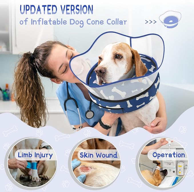 Supet Raised Inflatable Dog Cone Collar to Stop Licking, Soft Dog Cone - Image 2