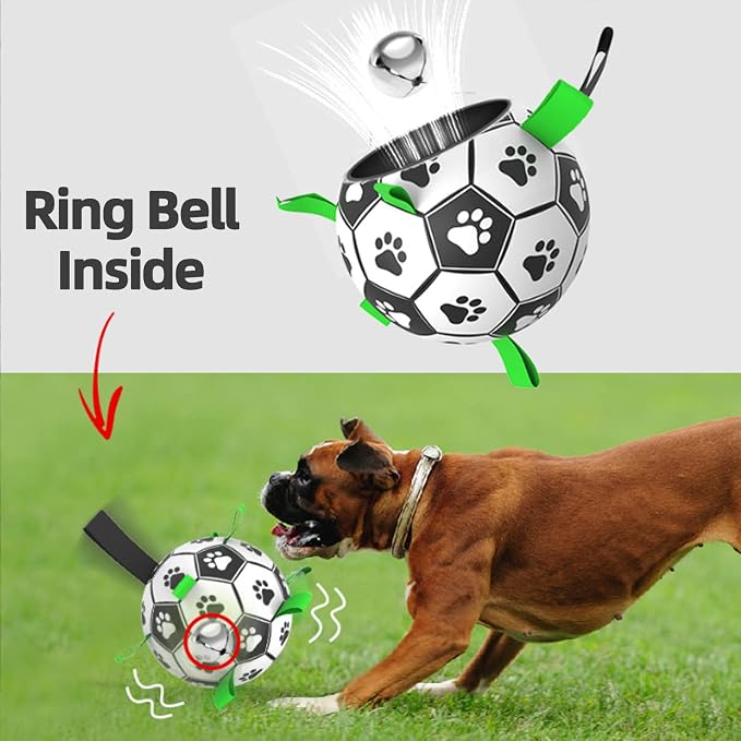 QDAN Dog Soccer Balls Toy with Bell Inside, Outdoor Interactive Toys - Image 3