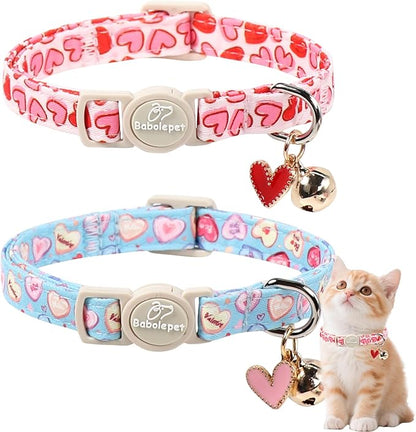 2 Pack Valentines Cat Collars by Babolepet