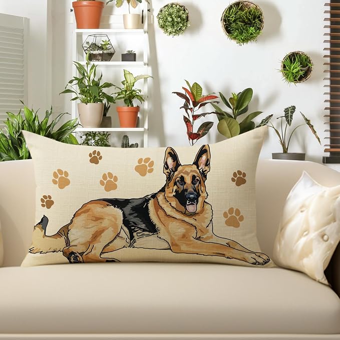 German Shepherd Dog Lumbar Decorative Throw Pillow Cover 12 x 20, Rectangular - Image 4