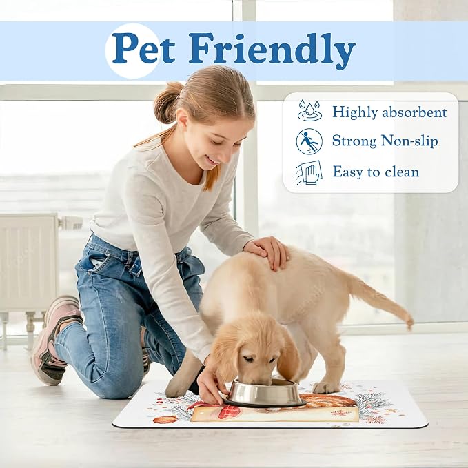 Cat Dog Cat Food Mat–Christmas Stocking Absorbent Waterproof Placemat - Image 6