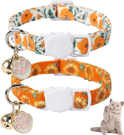 Unique Style Paws Fall Kitten Collar, 2 Pack Orange Cat Collar by Uniquestylepaws