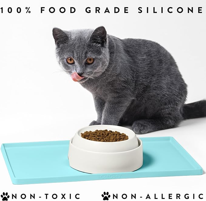 CatGuru Cat Food Mat, Small & Large Pet Feedingd Mat, 100% Waterproof Cat Mats - Image 6