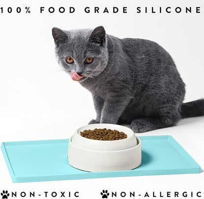 CatGuru Cat Food Mat, Small & Large Pet Feedingd Mat, 100% Waterproof Cat Mats - Image 6