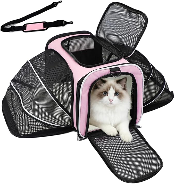Double Expandable Cat Carrier, Airline Approved Soft-Sided Pet Travel Carrier by Srinlon