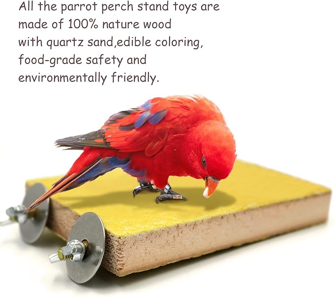6 Pcs Bird Perch Stand Toy, Wood Parrot Stand Platform Colorful Sand Paw - Image 2