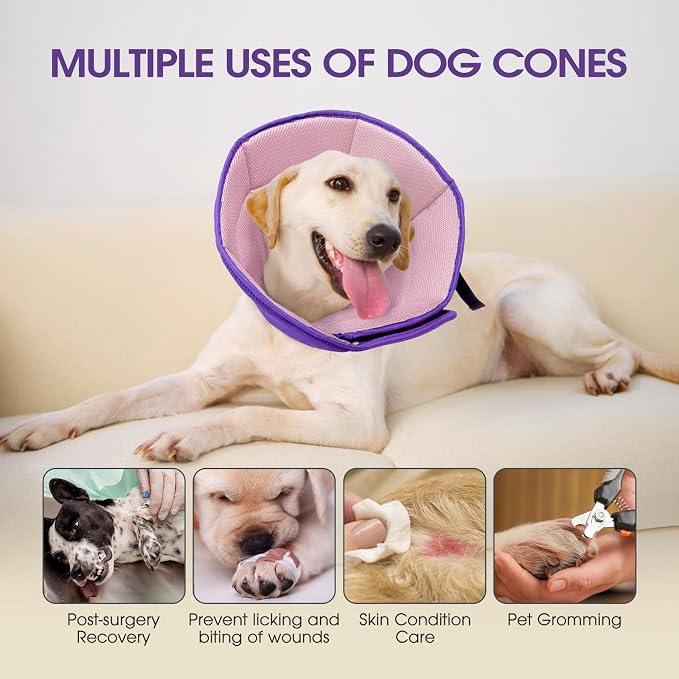 Dog Cone Collar After Surgery for Medium Dogs, Adjustable Soft Recovery Cone - Image 5
