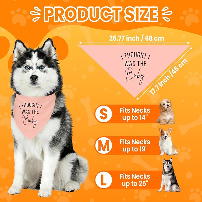 2 Pack Dog Bandanas for Pregnancy Announcement, Cute Adjustable Pet Bandana - Image 3