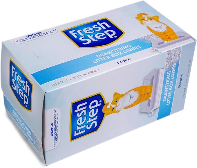 Fresh Step Jumbo Drawstring Cat Litter Box Liners, Unscented Heavy Duty Kitty - Image 4