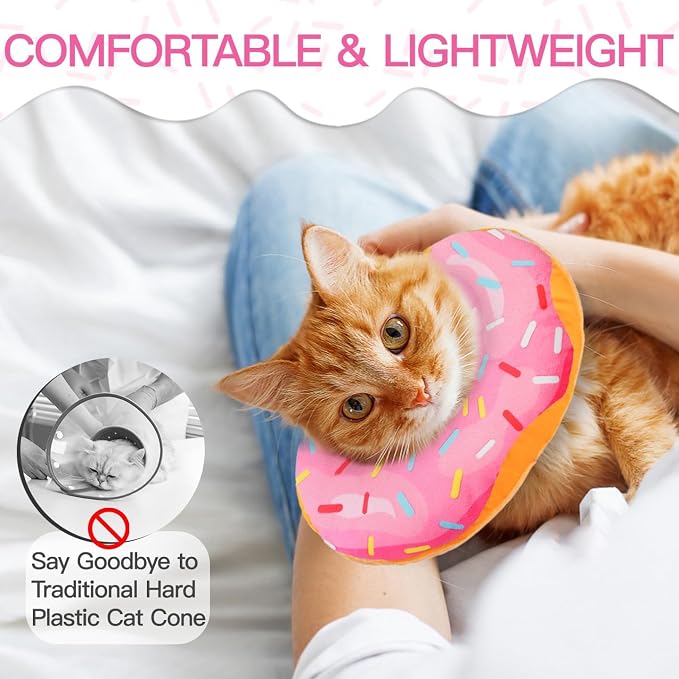 Cat Cone Collar Soft, Cute Cat Donut Collar After Surgery, Adjustable Kitten - Image 4