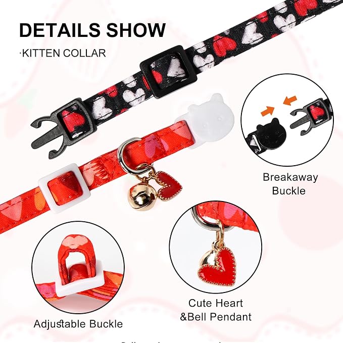 Unique Style Paws Valentine's Day Cat Collar, Cute Cat Collars - Image 5
