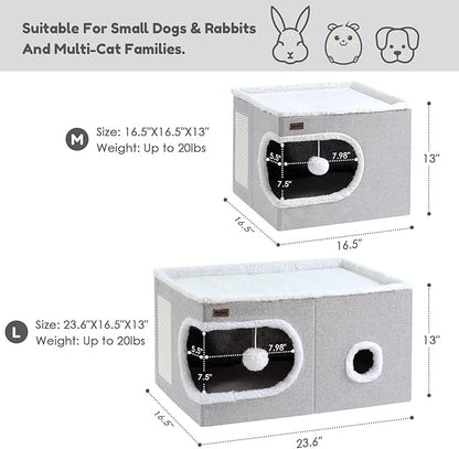 Cat Bed for Indoor Cats Cube House, Covered Cat Cave Beds & Furniture - Image 2