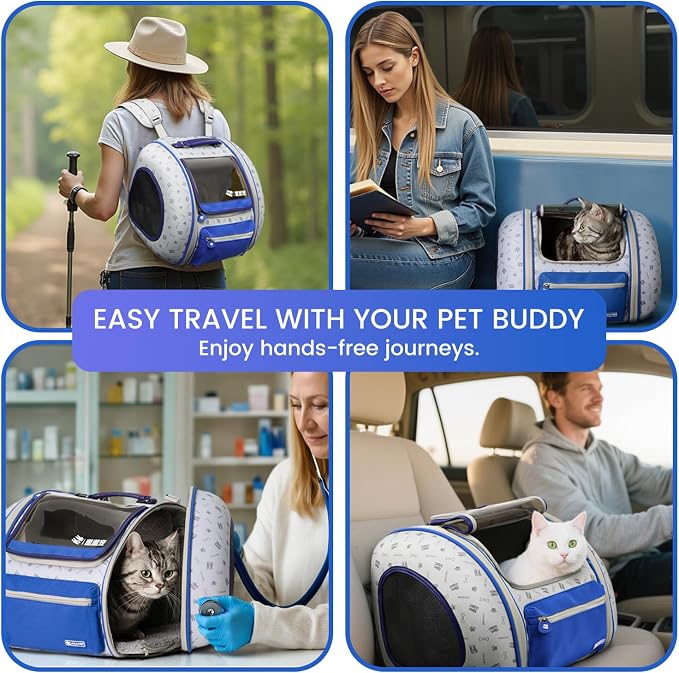 Cat and Dog Backpack Carrier, Foldable Breathable Pet Carrier Backpack - Image 6
