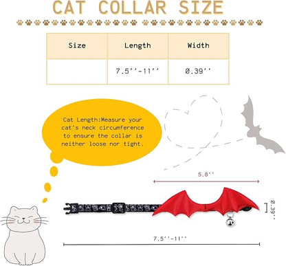 1 PC Bat Wing Cat Collar with Bell, Adjustable Kitten Collar with Safety - Image 3