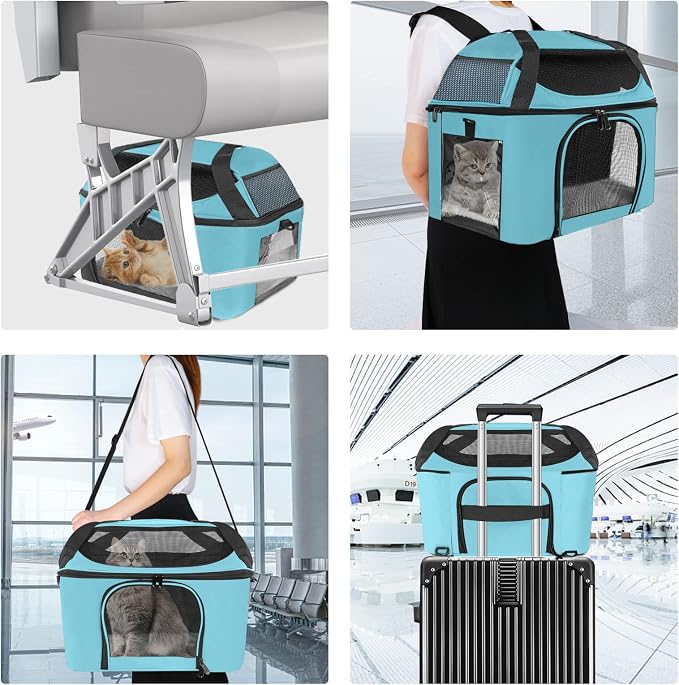 Large Cat Carrier for 2 Cats Safe Soft Side Pet Carrier for Dog Collapsible - Image 4