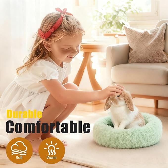 Bunny Rabbit Hideout Bed Small Animal Bedding Donut-Shaped Burrowing Pet Bed - Image 4