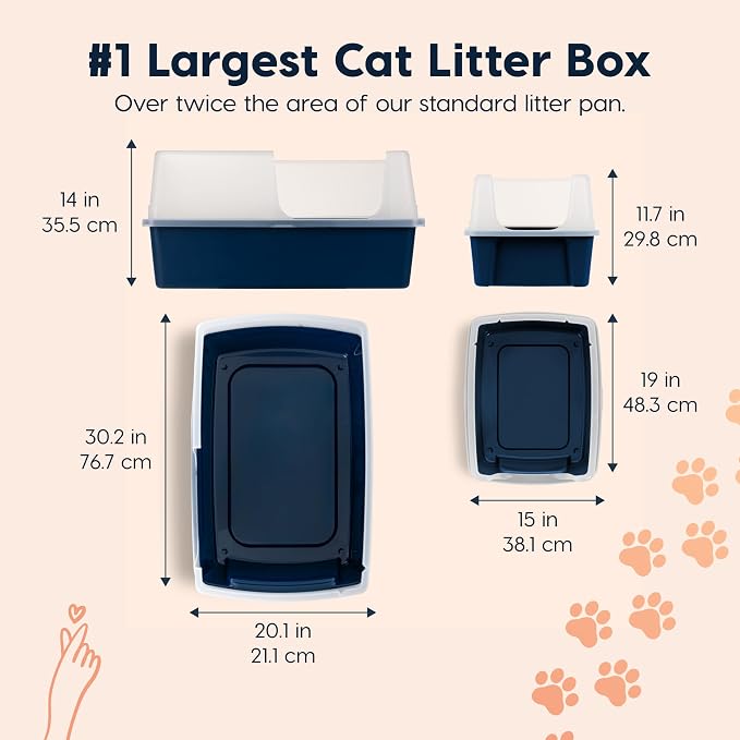 IRIS USA XX-Large Side Entry Cat Litter Box, Open Top Extra Large Litter Box - Image 2