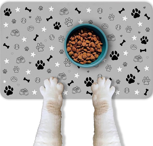 Dog Food Mat for Pet Cat Food Mat, Non-Slip Cat Pet Feeding Mats for Floor by BACDOILQ
