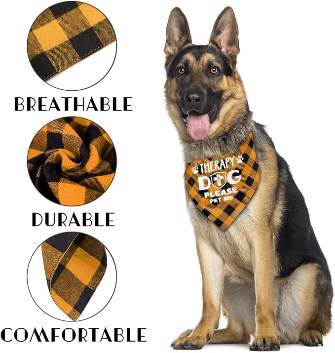 Dog Bandana, Therapy Dog Please Pet Me with, Dogs Scarf Classical Printing - Image 3