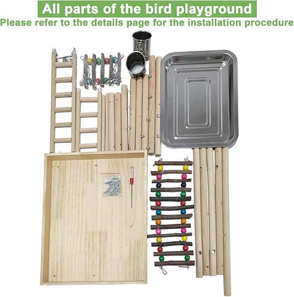 Hamiledyi 4 Layers Large Bird Playground 32" H Pet Parrot Playstand Gym Perch - Image 5