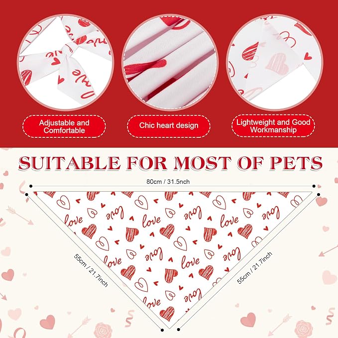 Weewooday 50 Pcs Valentine's Day Dog Bandanas Bulk - Image 3