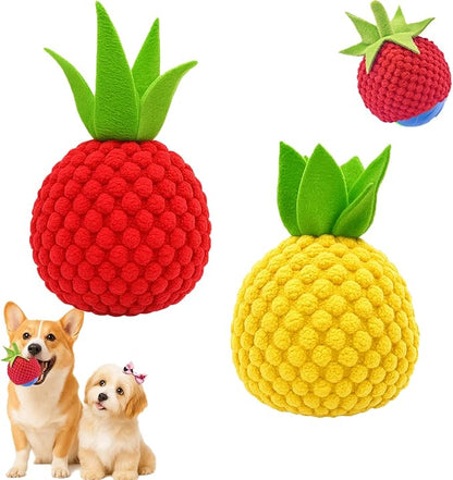 2Pcs Dog Ball Covers – Plush Tomato & Pineapple Sleeves by Unknown