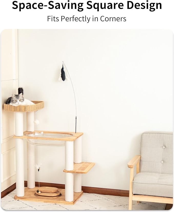 Wood Cat Tree for Large Cats, Modern Cat Tree Tower - Image 3