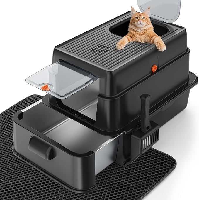 FURTIME Stainless Steel Litter Box by FURTIME
