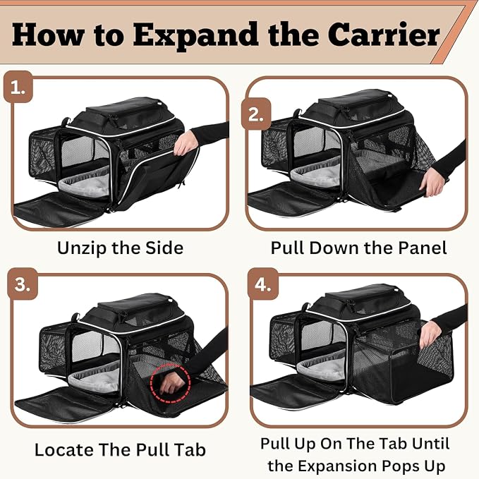 Airline Approved Top-Expanding Pet Carrier on Wheels- Extra Spacious Soft Lined - Image 7