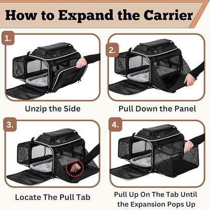 Airline Approved Top-Expanding Pet Carrier on Wheels- Extra Spacious Soft Lined - Image 7